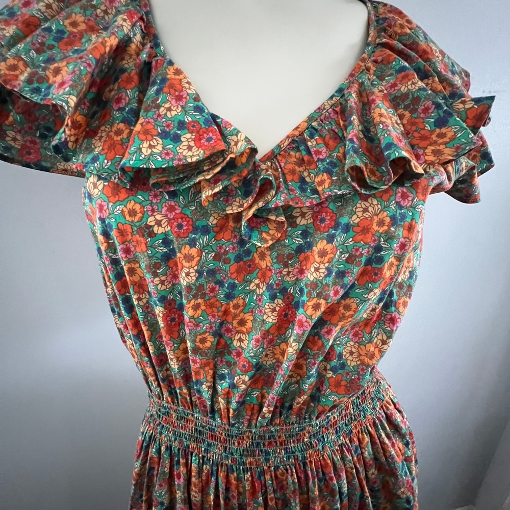Draper James Dress Women S Floral Ruffle Meadow Tiered Midi Pockets Boho Prairie - Picture 3 of 11